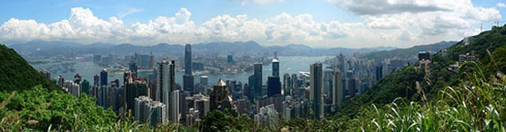 Panorama view from Victoria Peak Hongkong